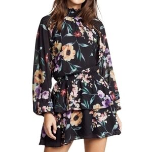 Yumi Kim Black Floral Long Sleeve Dress